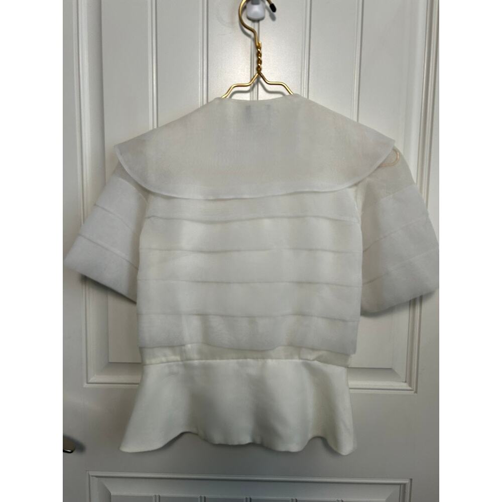 Ann Hobbs Cattiva Organza Tiered Bow Blouse White 80s Union Made USA Women XS - Picture 13 of 13